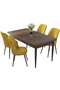 Hanah Home Juego de Mesa y Sillas de Comedor de 5 Piezas Barroco y Mostaza
